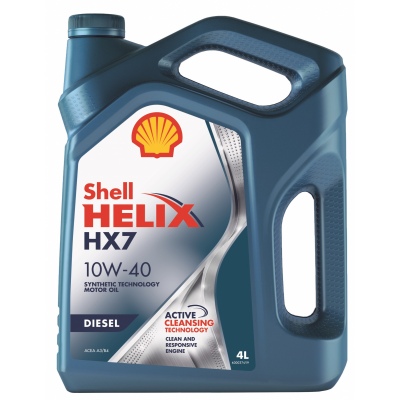 Моторное масло Shell Helix HX7 Diesel 10W-40 полусинтетическое, 4 л.
